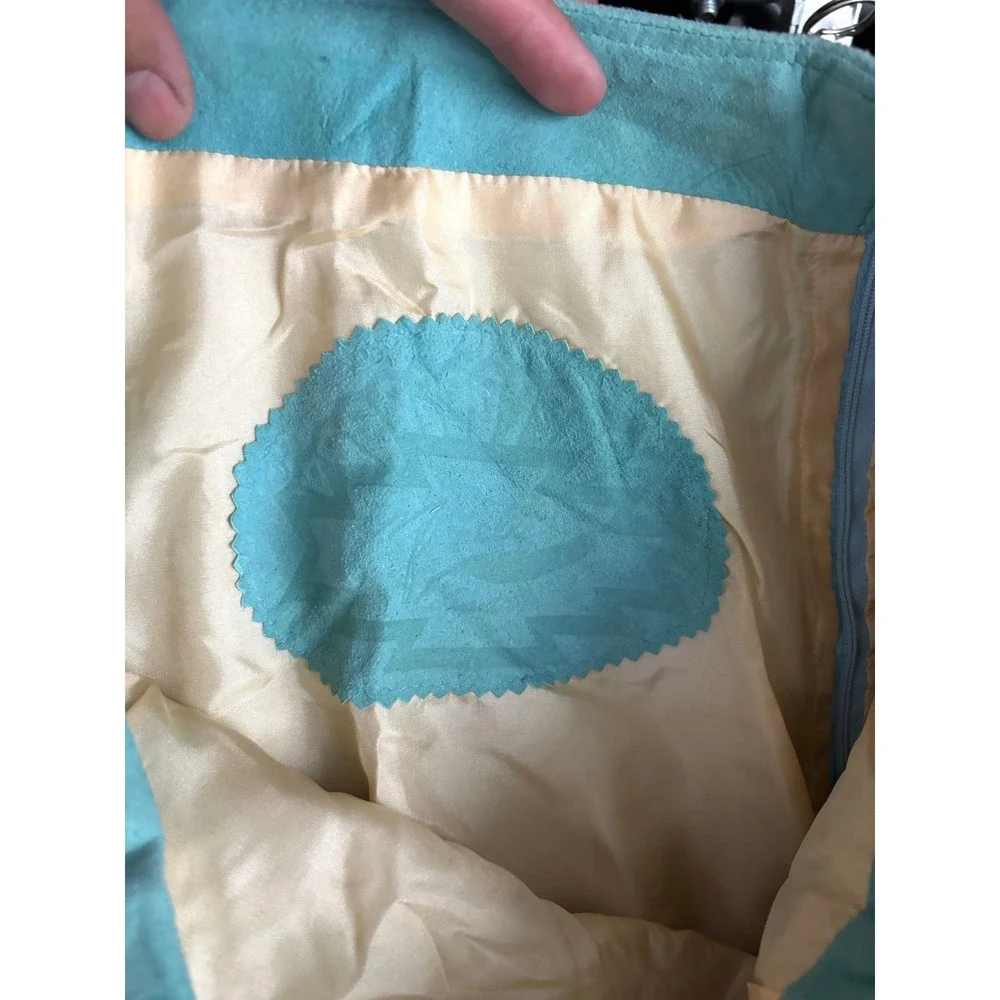 Michelle Julene Leather Skirt Teal Distressed Patina OOAK Small‎